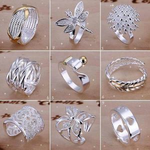 set de anillos de plata