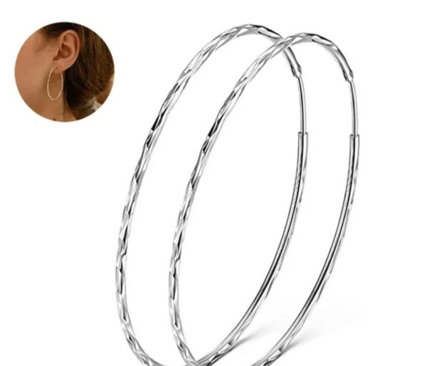 aretes de aros de plata tamaño medio