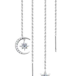 cadenas gemelas con dije de plata, sol y luna